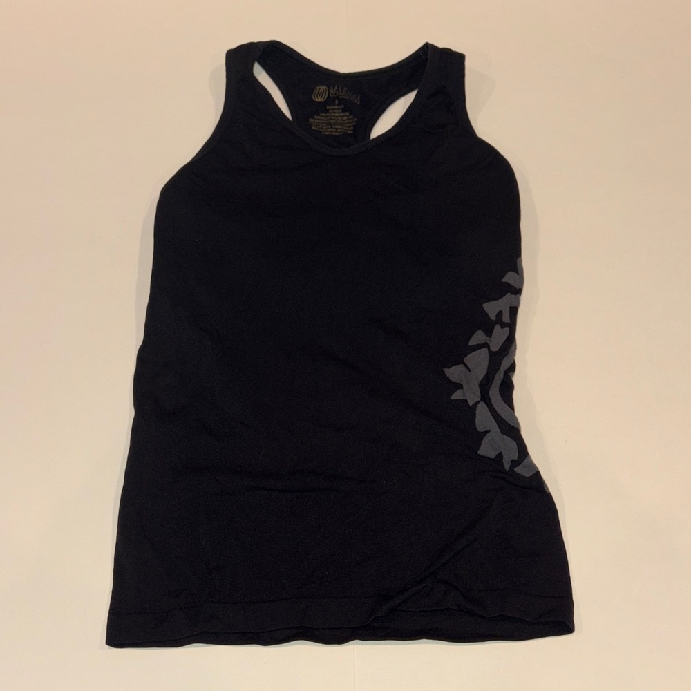 Balance Collection Black Tank Top with Gray Design